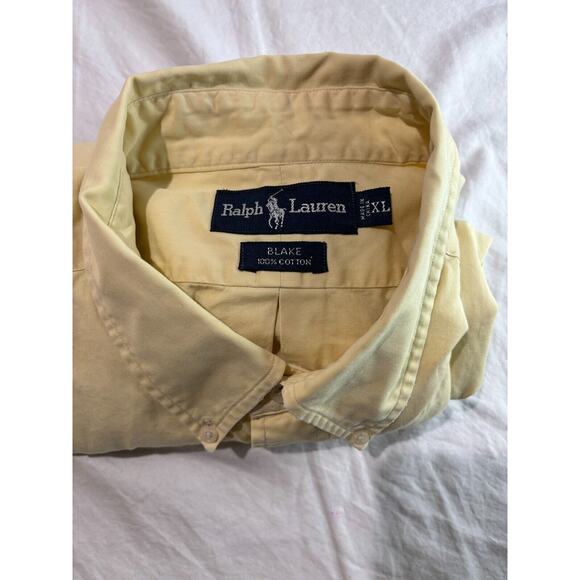 Ralph Lauren Button Down Shirt Yellow Men's Size XL Blue Pony - Picture 3 of 8